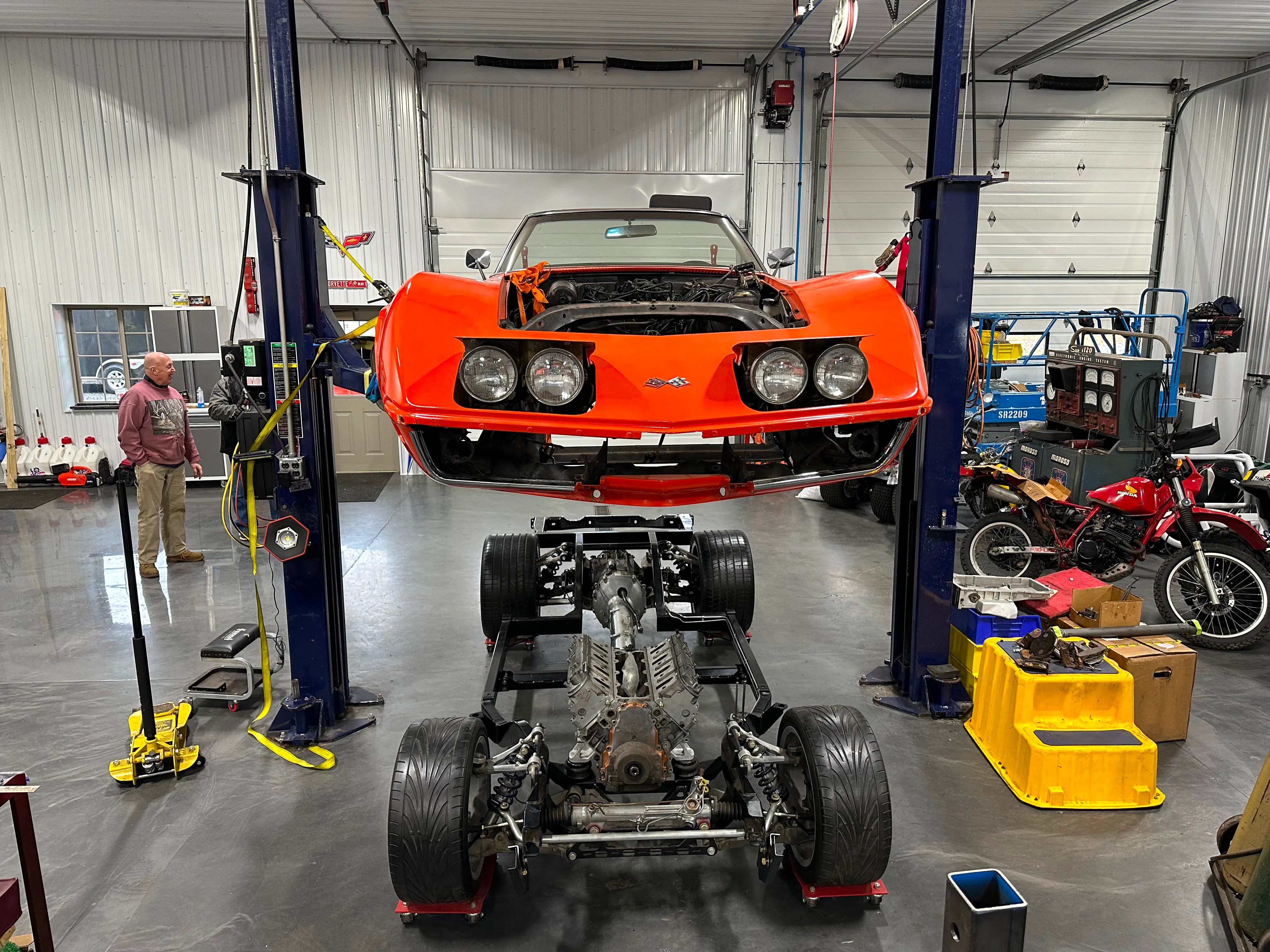 The body hanging over the new chassis