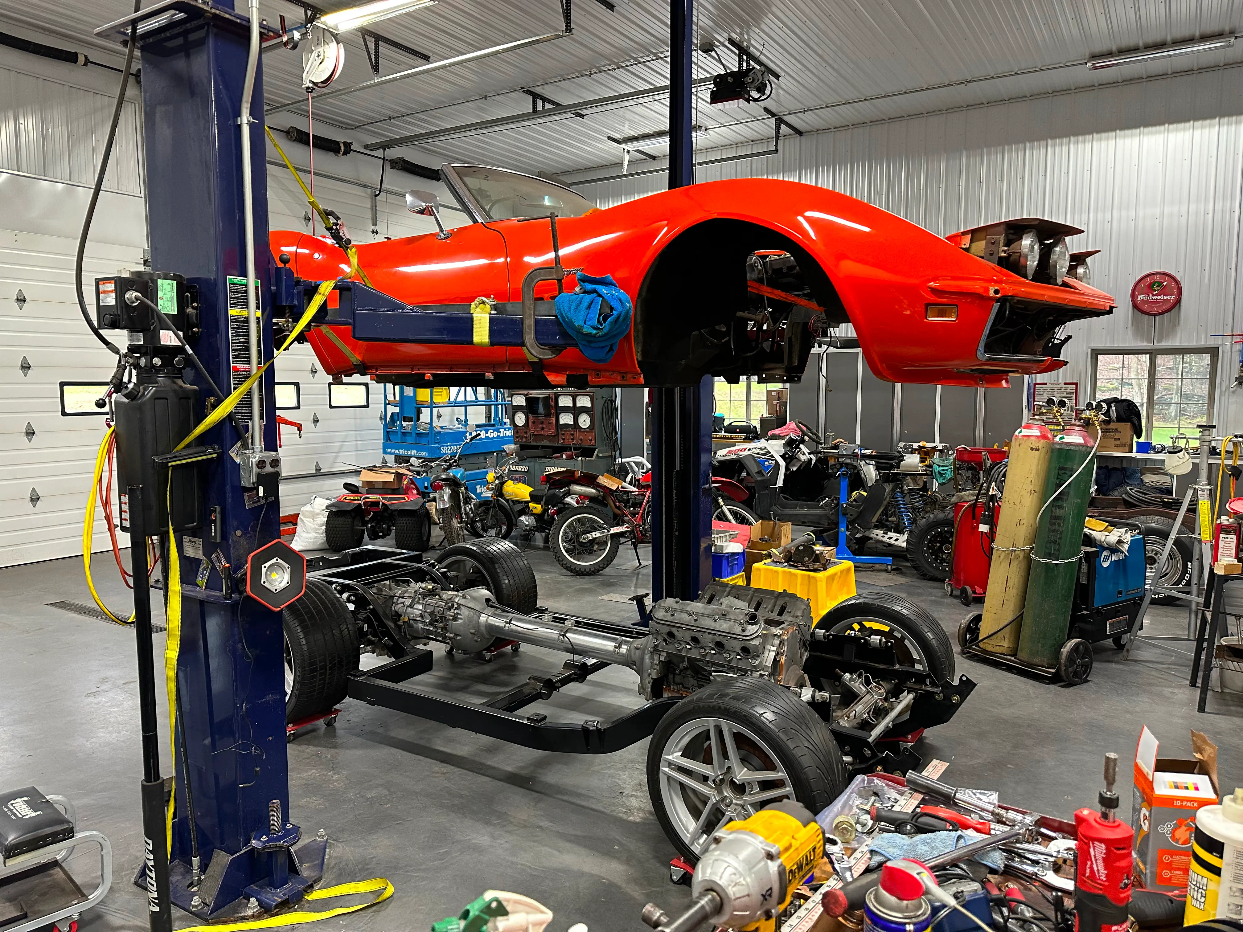 The body hanging over the new chassis