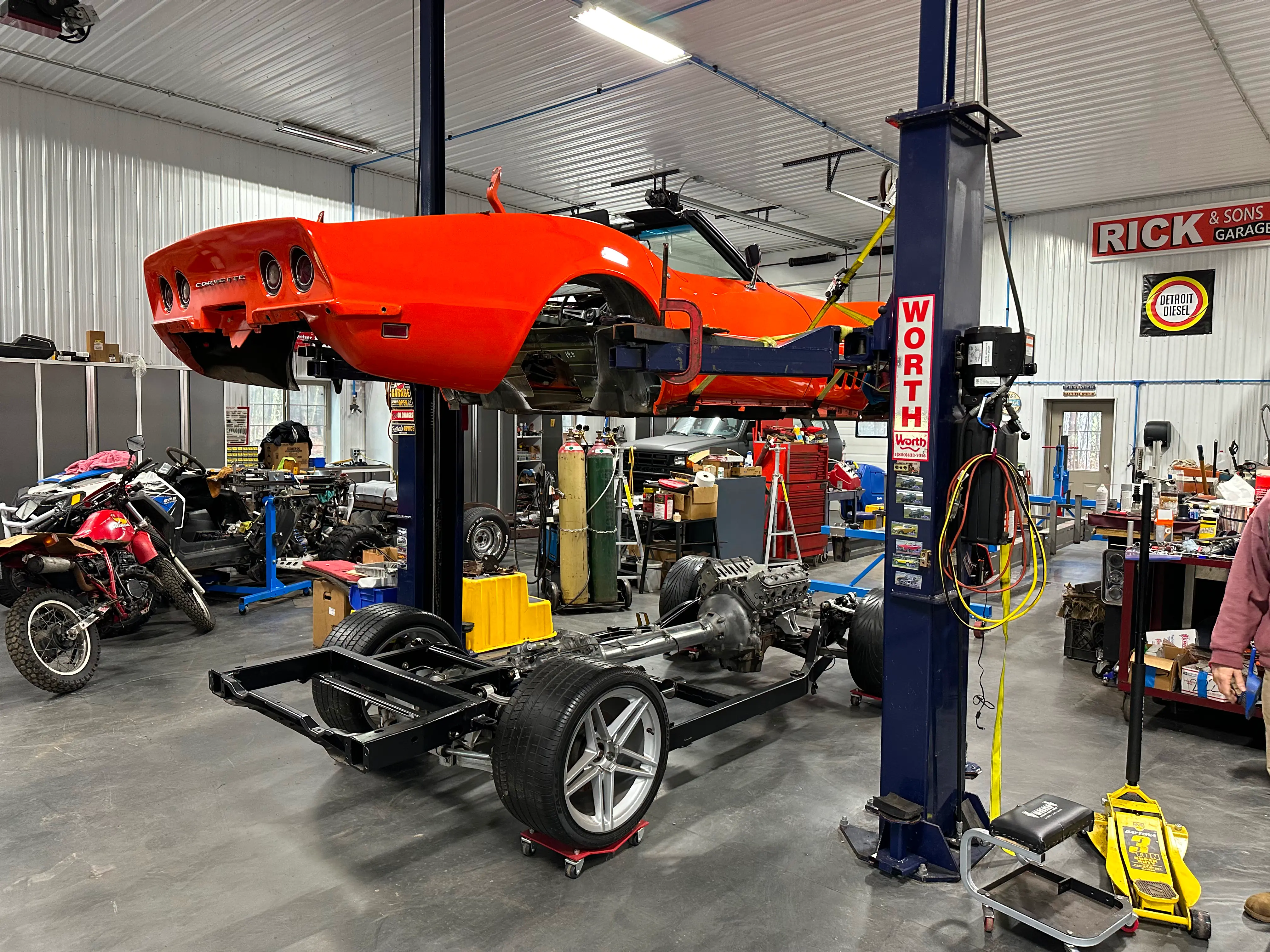 The body hanging over the new chassis