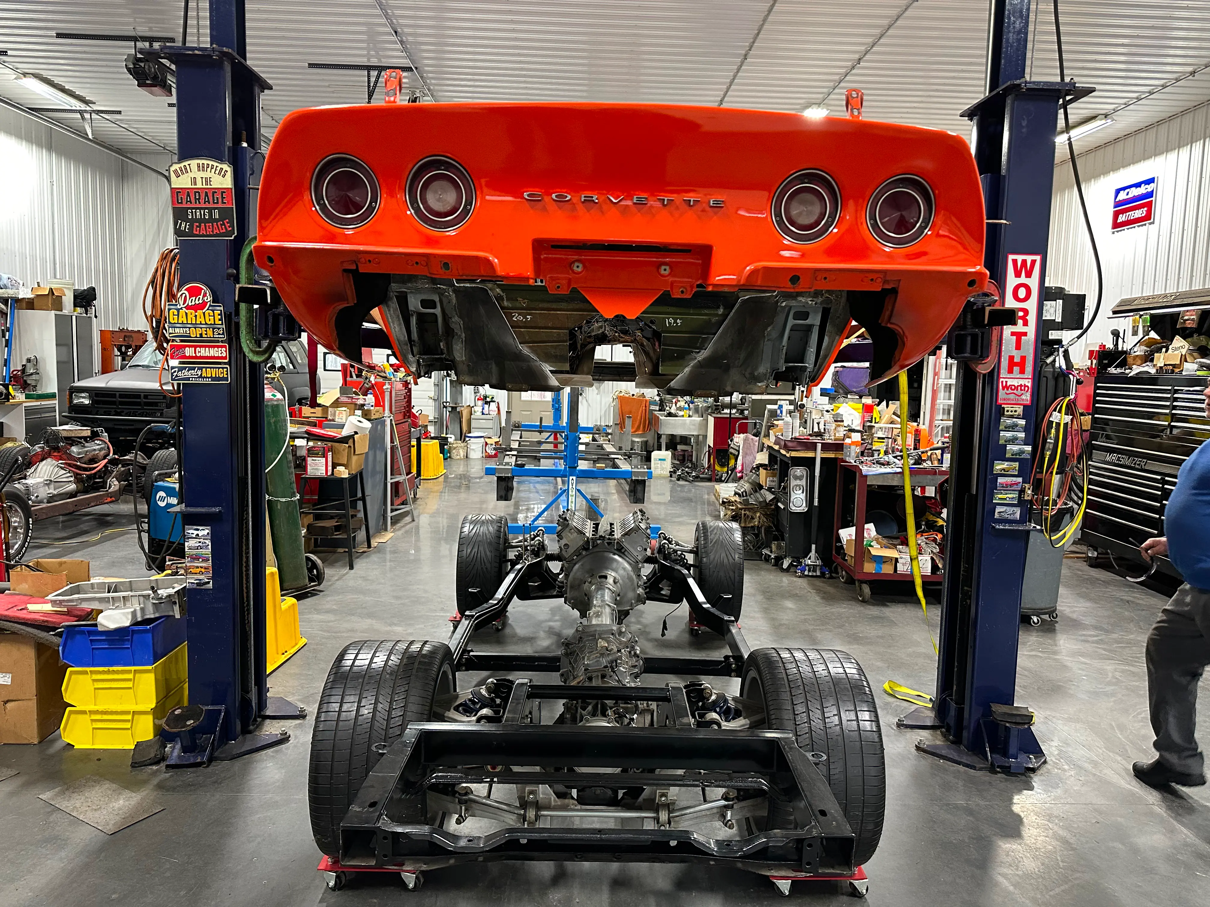 The body hanging over the new chassis