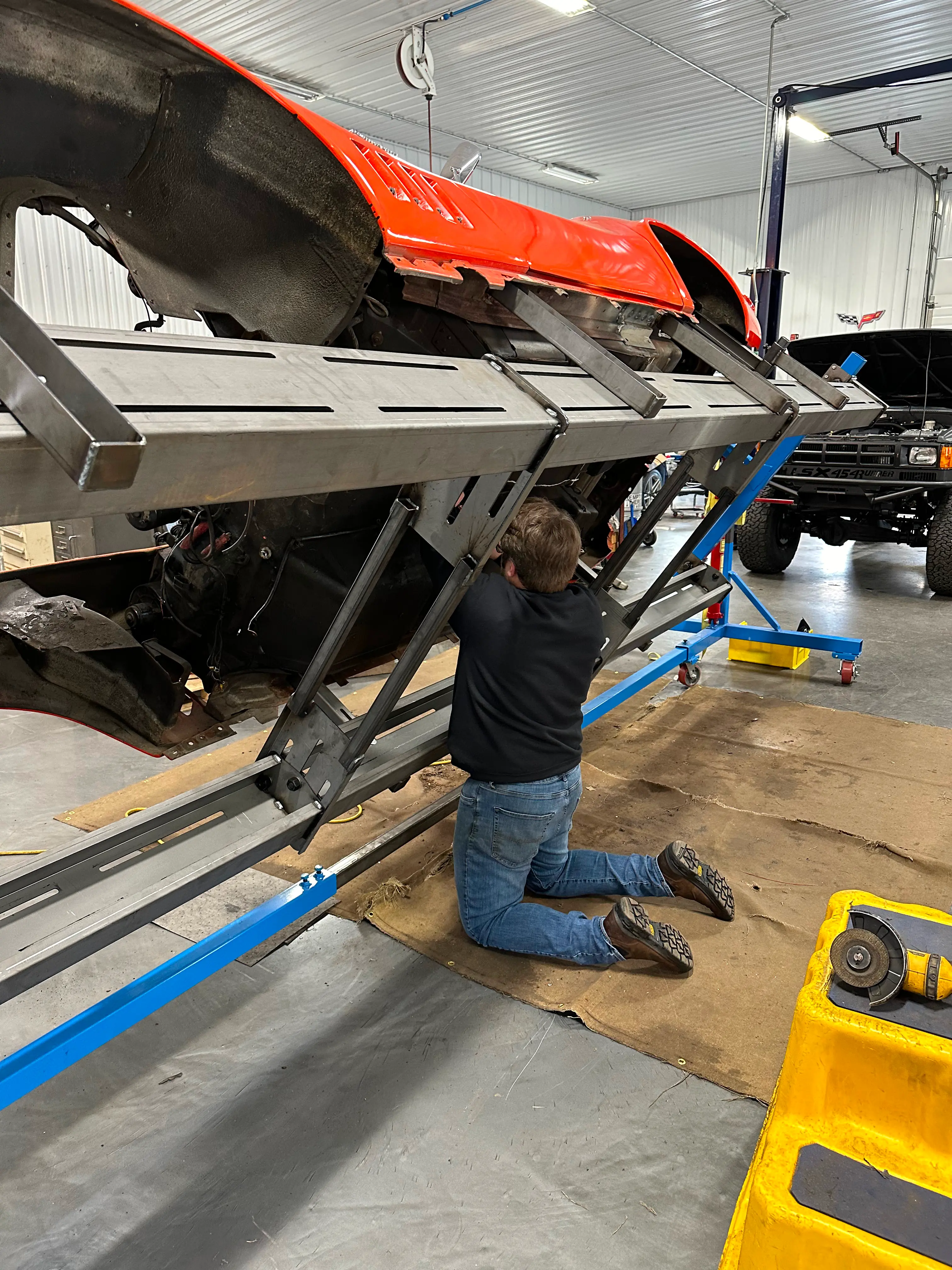 Beginning to cut the transmission tunnel